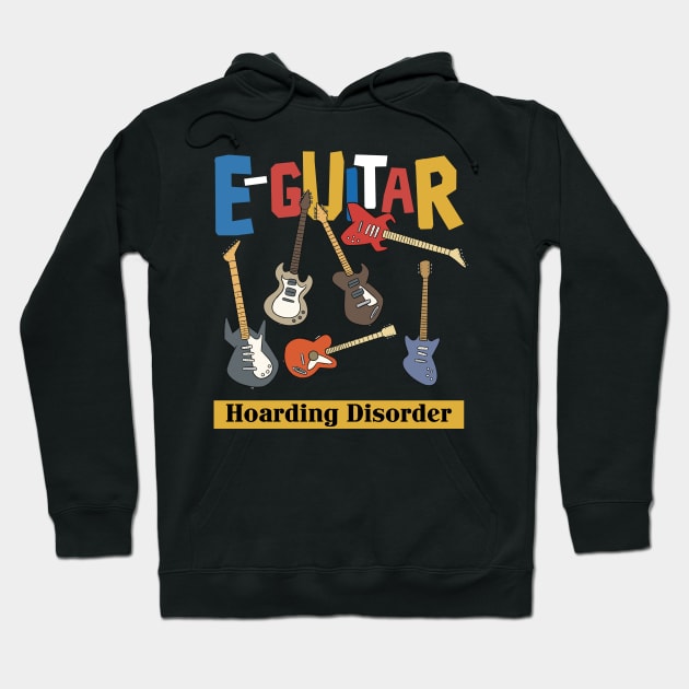 Retro Electric Guitar Hoarding Graphic Design and Guitarist Hoodie by Riffize